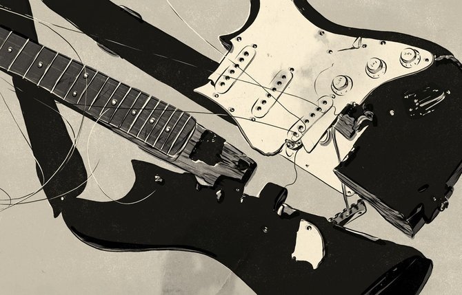 Guitarra rota para ilustrar error 404
