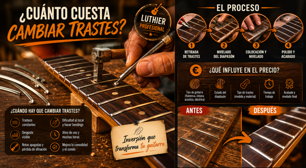 Cambiar trastes de guitarra en Sevilla